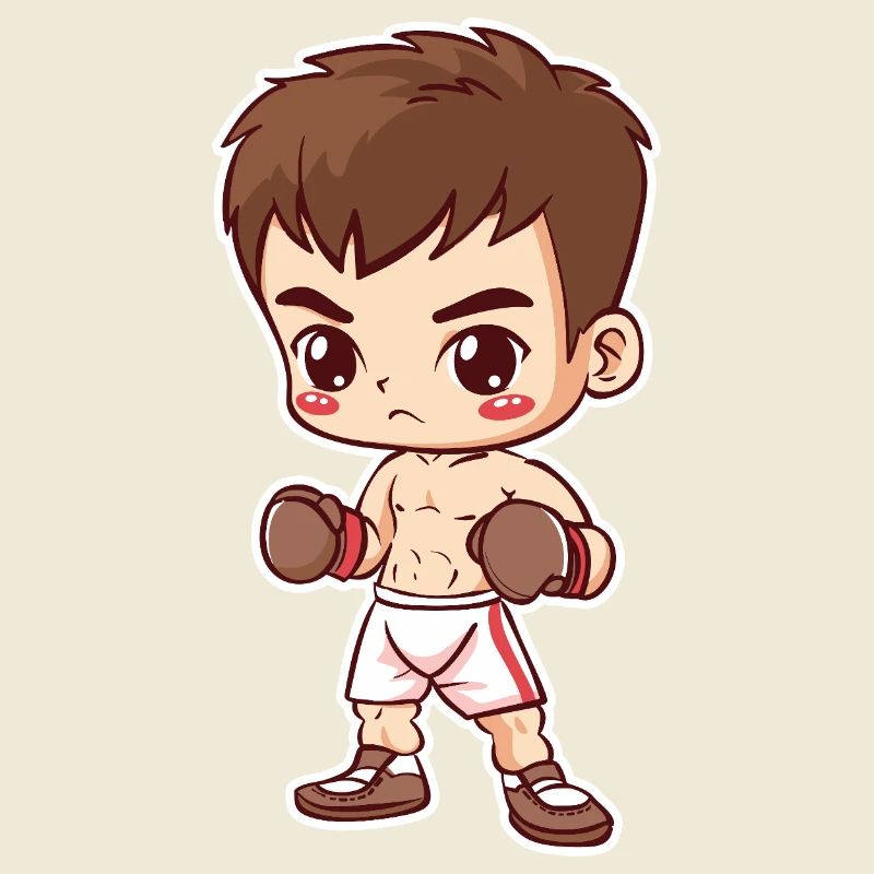 Kickboxer Boy Cartoon Style