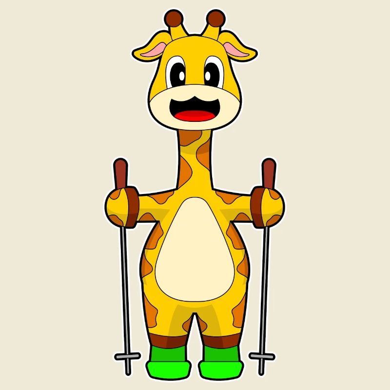 Giraffe Ski Skier Bâtons de ski