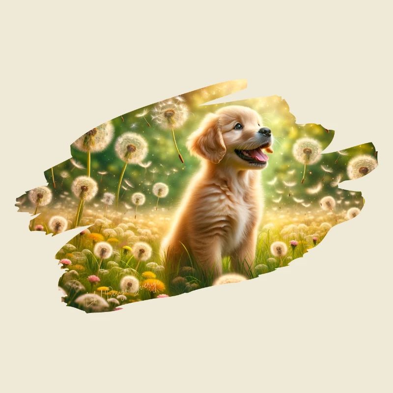 Joie du chiot Golden Retriever