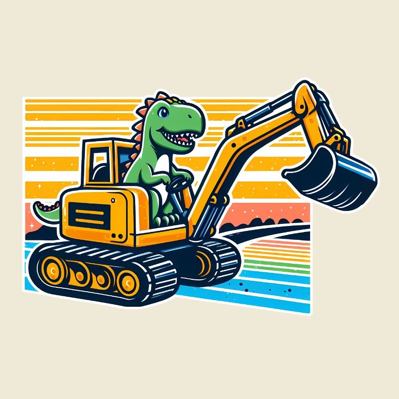 Dinosaur digger - Cool dino driving an excavator
