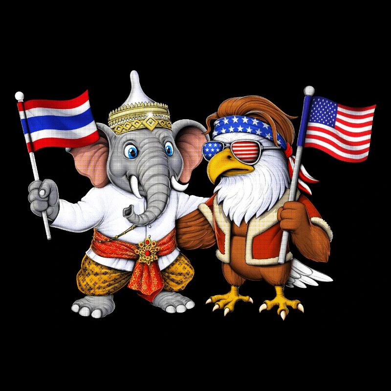 Thailand Elephan American Bald Eagle