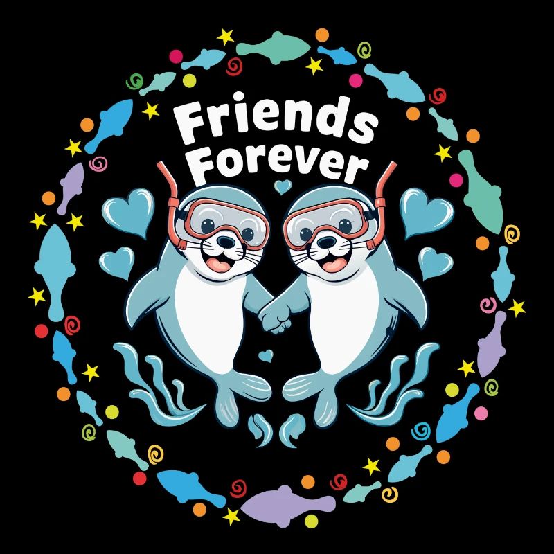 Two Funny Seals Seals Friends Forever