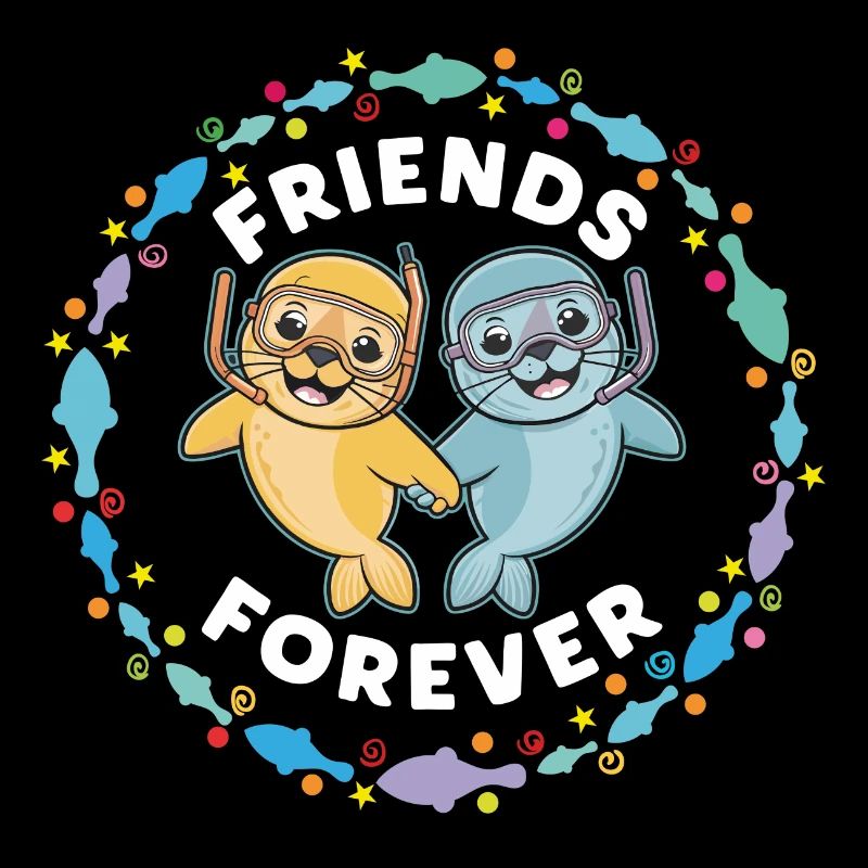 Two Funny Seals Seals Friends Forever