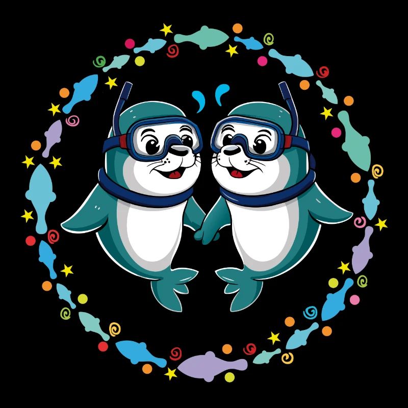 Two Funny Seals Seals Friends Forever
