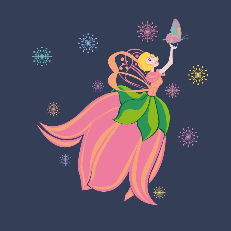 Fabuleuse fée des fleurs avec papillon