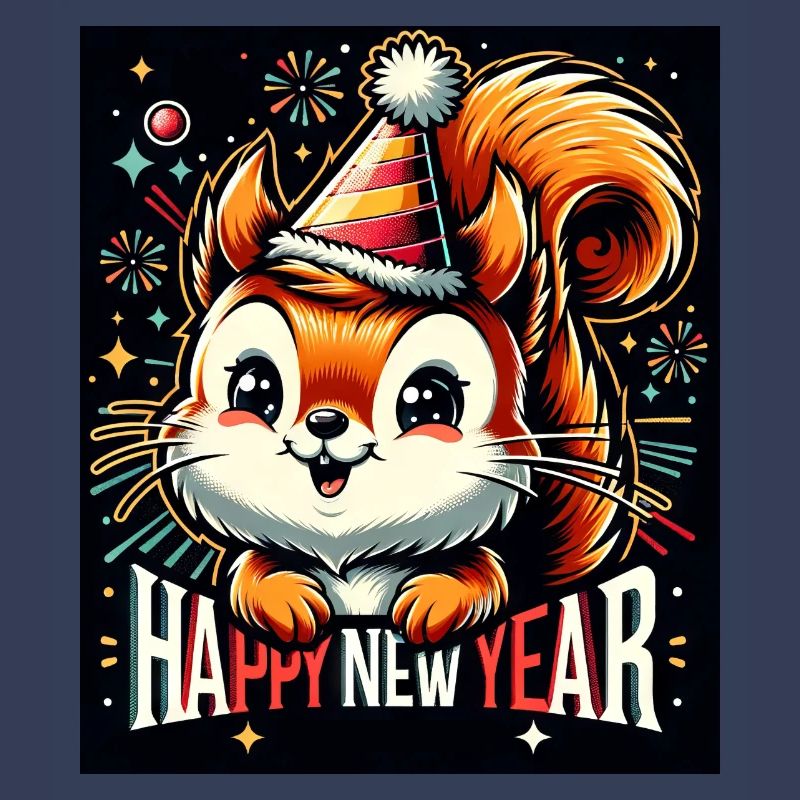 Neujahr Sylvester Eichhörnchen Jahreswechsel