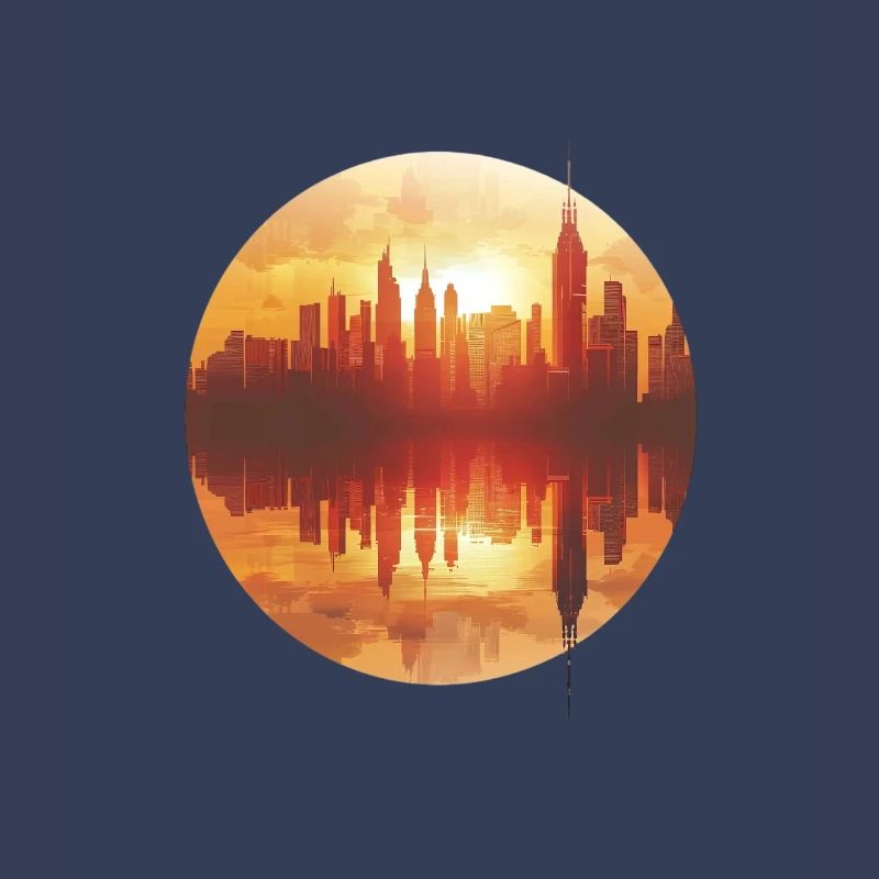 Sunset Cityscape Reflection