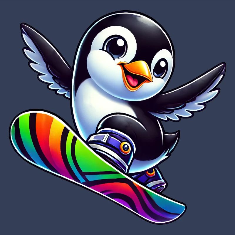 Süßer Pinguin Snowboard Comic Winterspaß