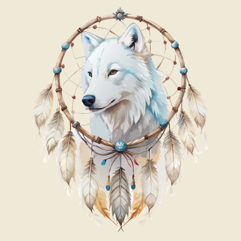 Wolf in einem Traumfänger-Mystisches Wolfs Design