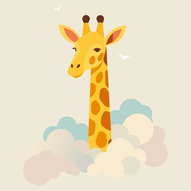 Douce girafe au-dessus des nuages – Motif onirique
