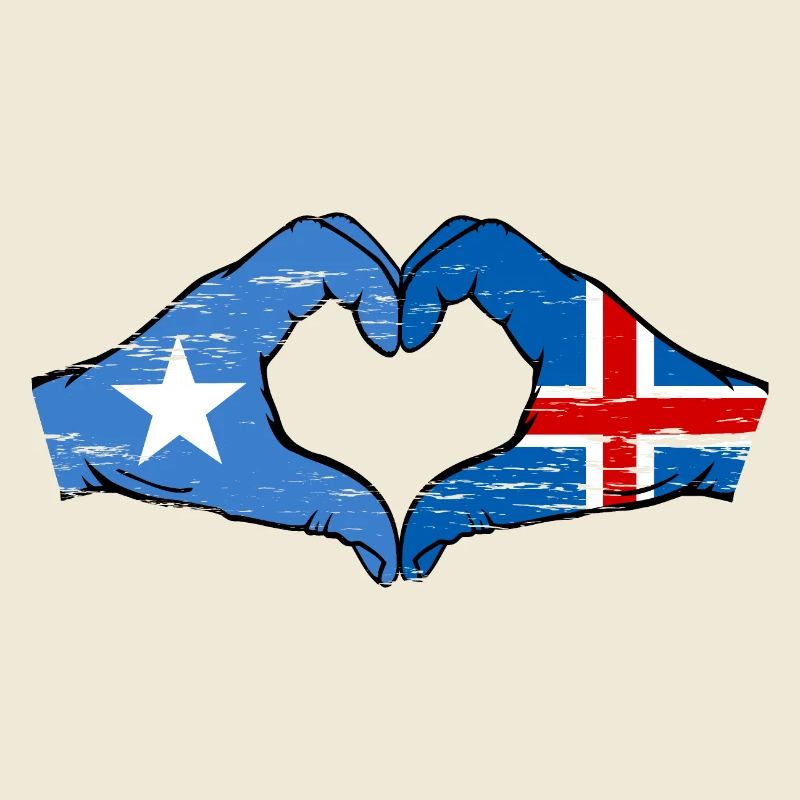 Drapeau de l’île de Somalie mains forme de coeur utilisé