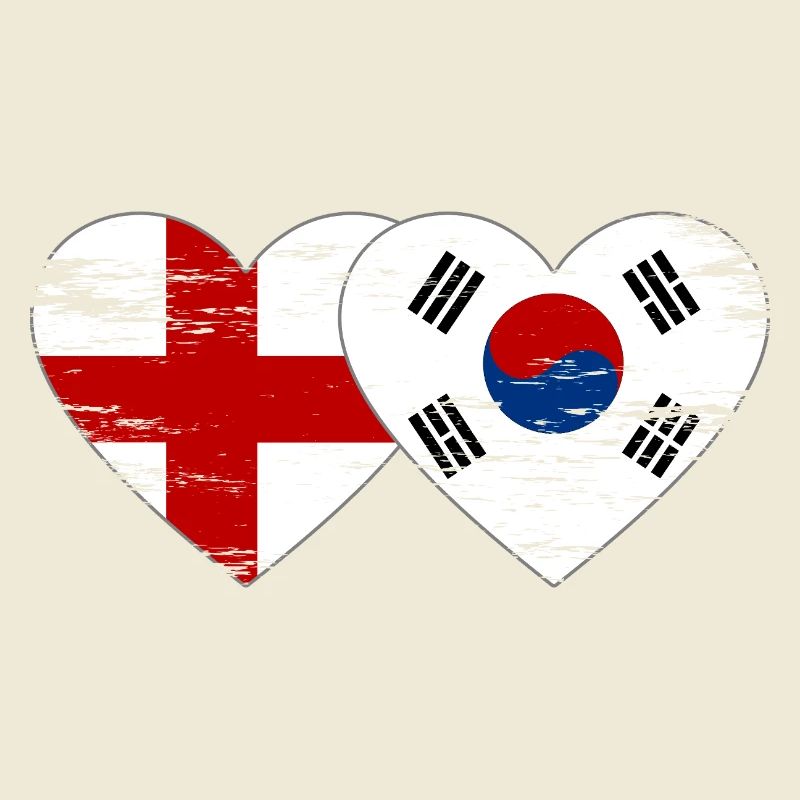 Angleterre Corée du Sud drapeau coeur utilisé