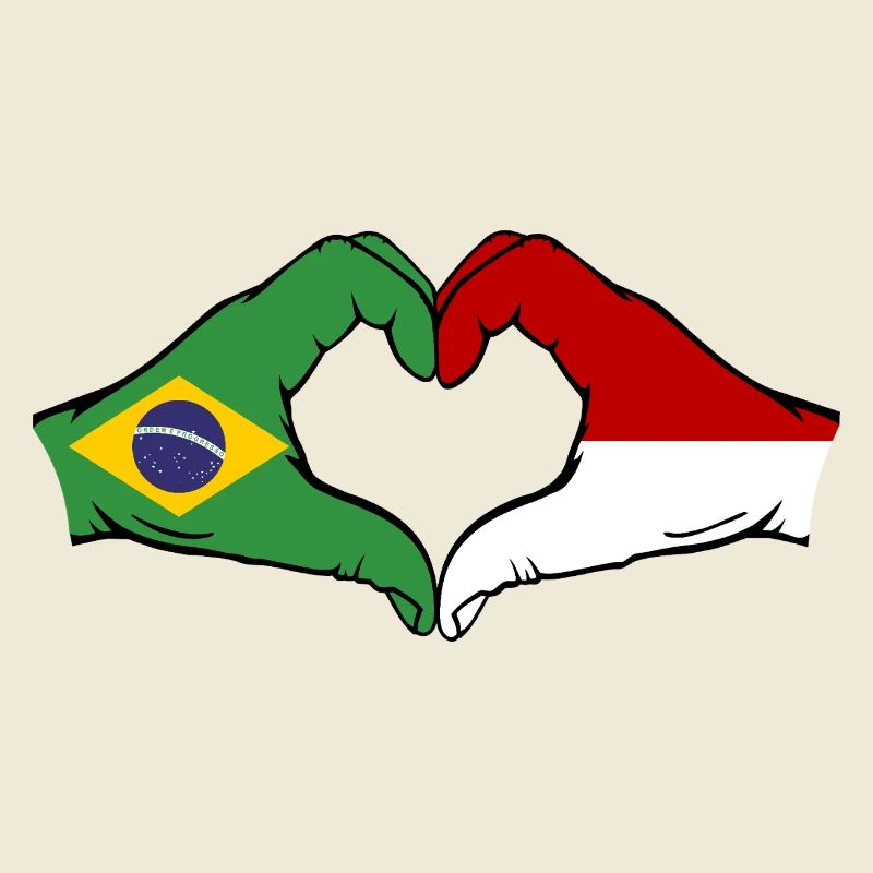 Brésil Monaco Drapeau Main Coeur Forme