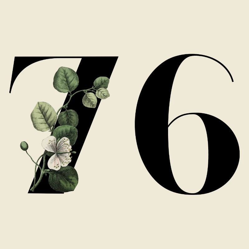 Numéro 76 floral vert - 76e anniversaire floral