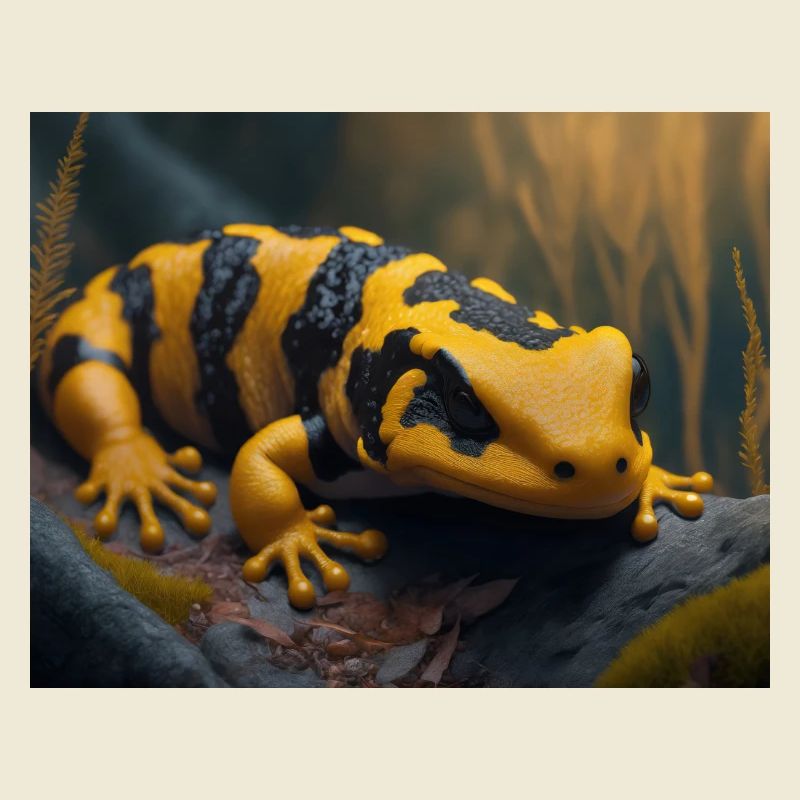 Cute animals doing hibernation – fire salamander