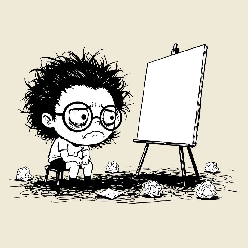 Künstler Creative Blocking Empty Canvas Manga