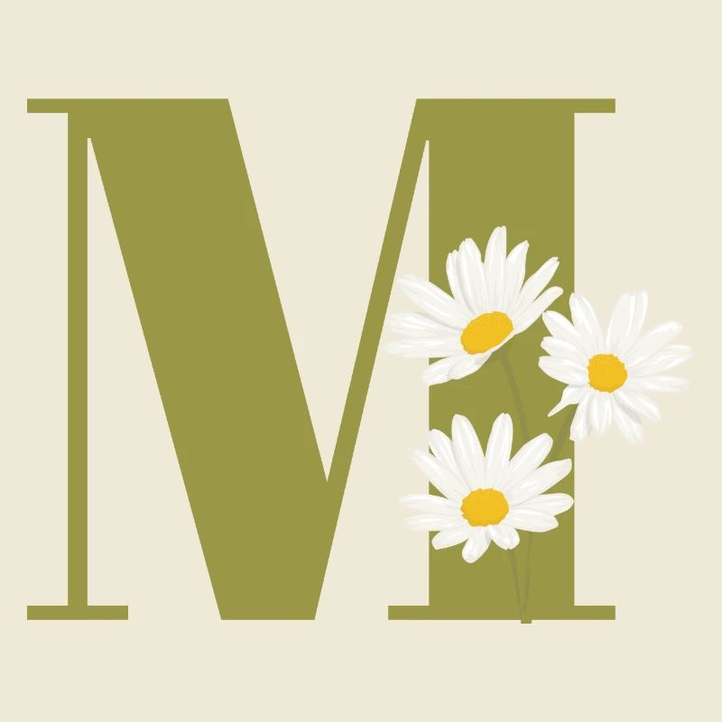 Buchstabe m grüne Gänseblümchen