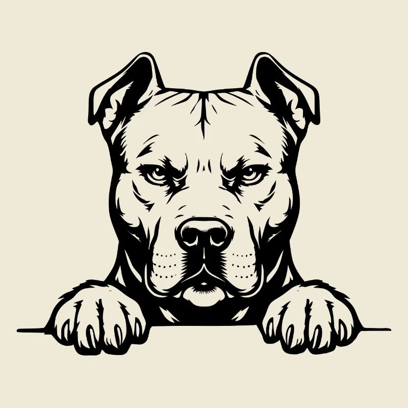 Pitbull Head with Paws