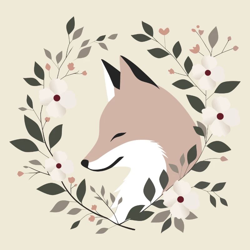 Renard avec des fleurs