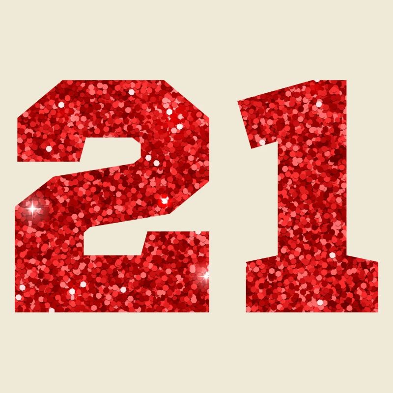 Nummer 21 Roter Glitzer - 21. Geburtstag