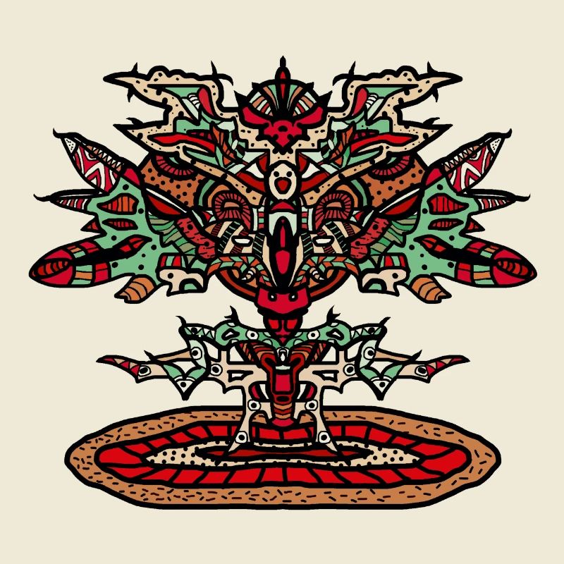 Totem-Drachen Mandala Psychedelisch