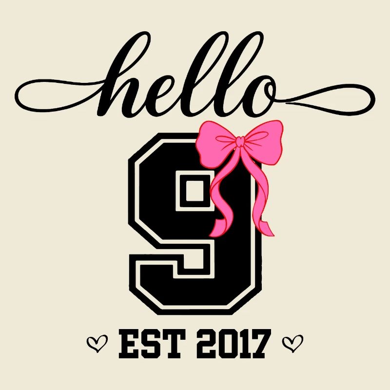 Hello 9 Est 2017 Mädchen Geburtstag Design