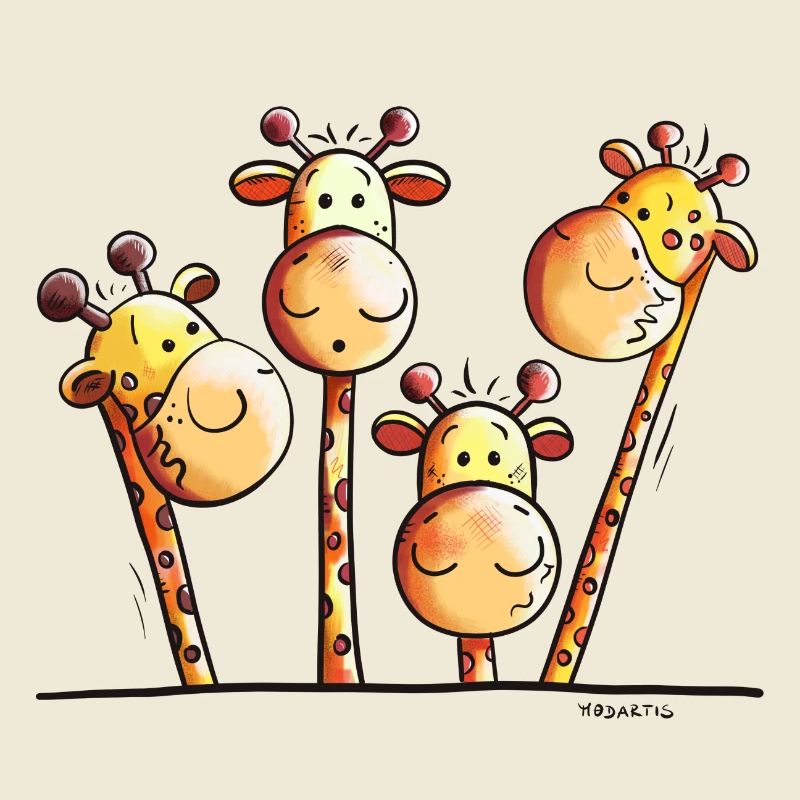 Four funny giraffes