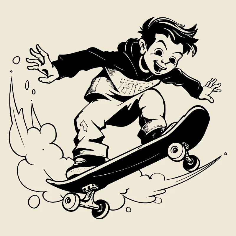 Garçon de skateboard de dessin animé