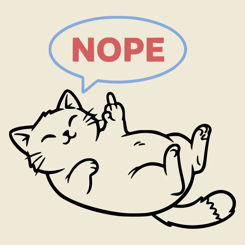 Lachende Katze Nope Mittelfinger
