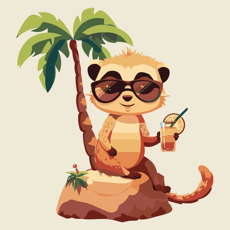 Erdmännchen Sommer Strand Comic