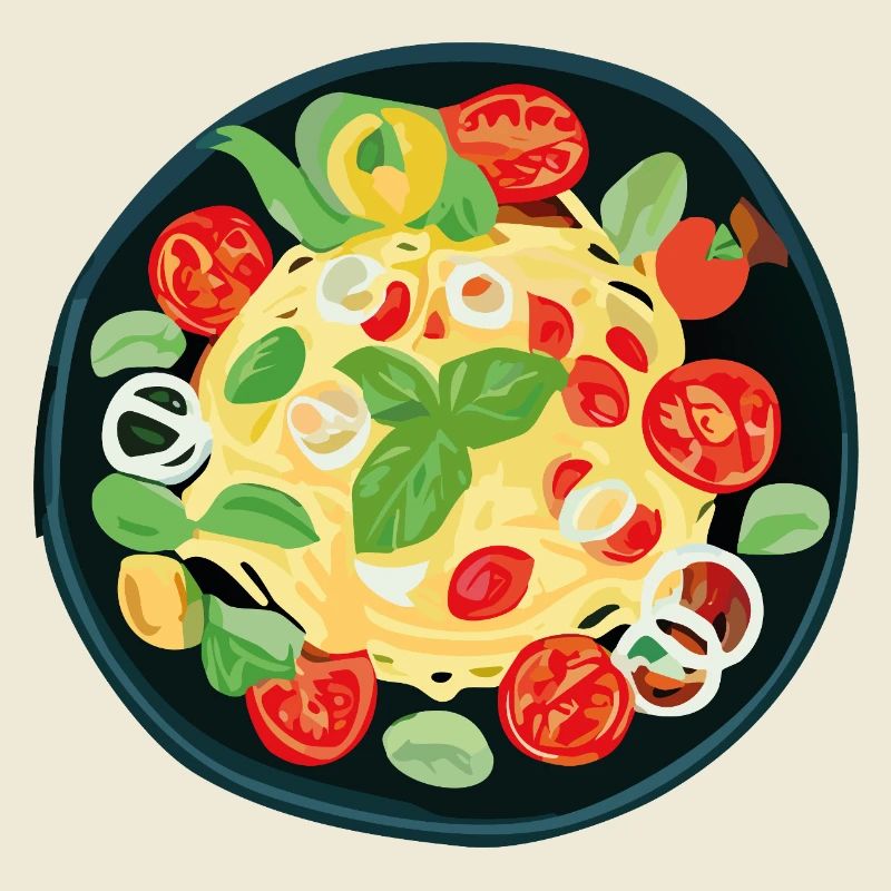 Fresh pasta with tomatoes and basil