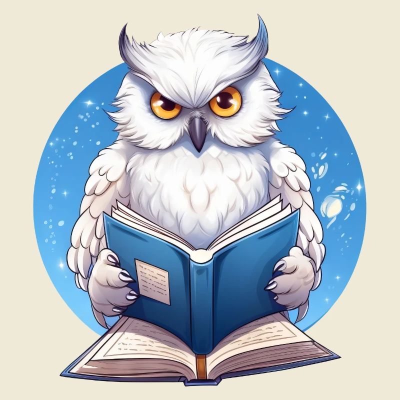 Weise Eule mit Buch - Lesendes Design