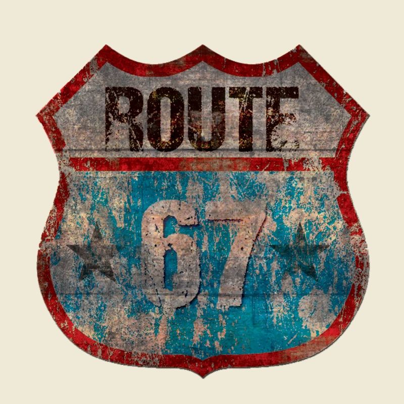 Rustic Route 67 Shield Design