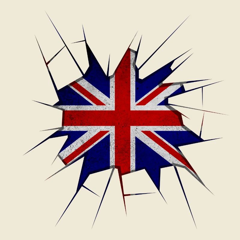 Union Jack Flagge zerbrochenes Glas