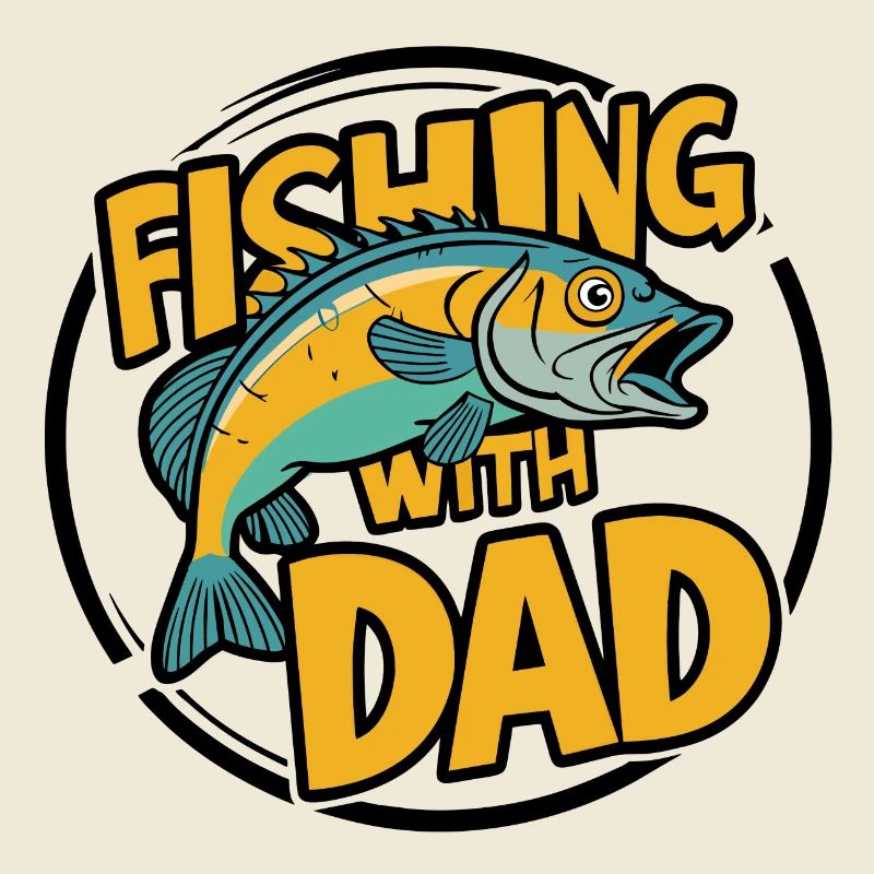 Pêche avec papa avec un design de poisson coloré