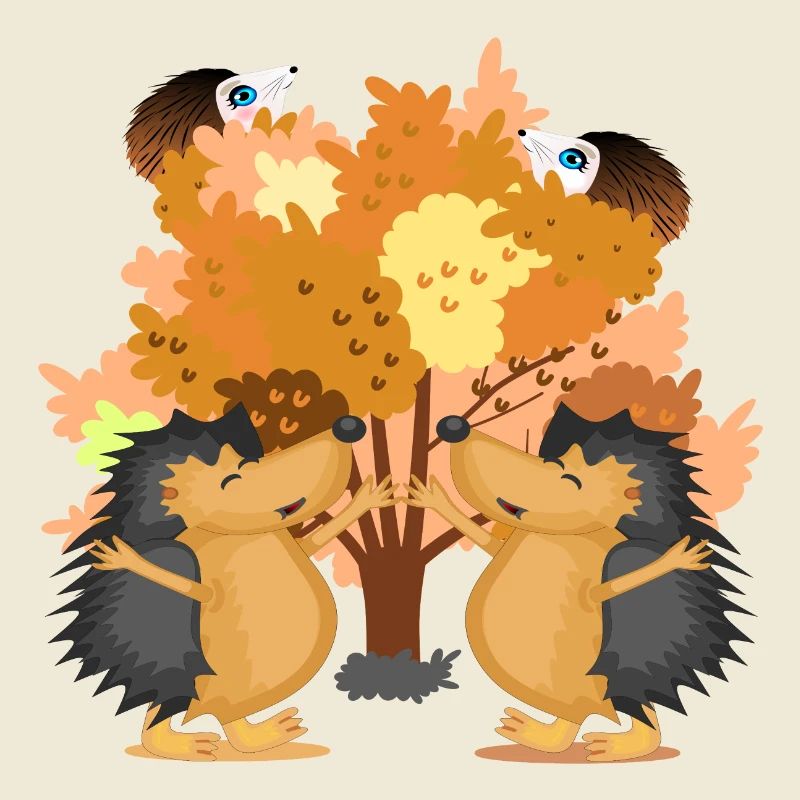 ILLUSTRATIONS D’ANIMAUX HÉRISSON ARBRE D’AUTOMNE