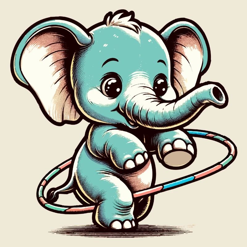 Éléphant de dessin animé mignon avec hubs hula