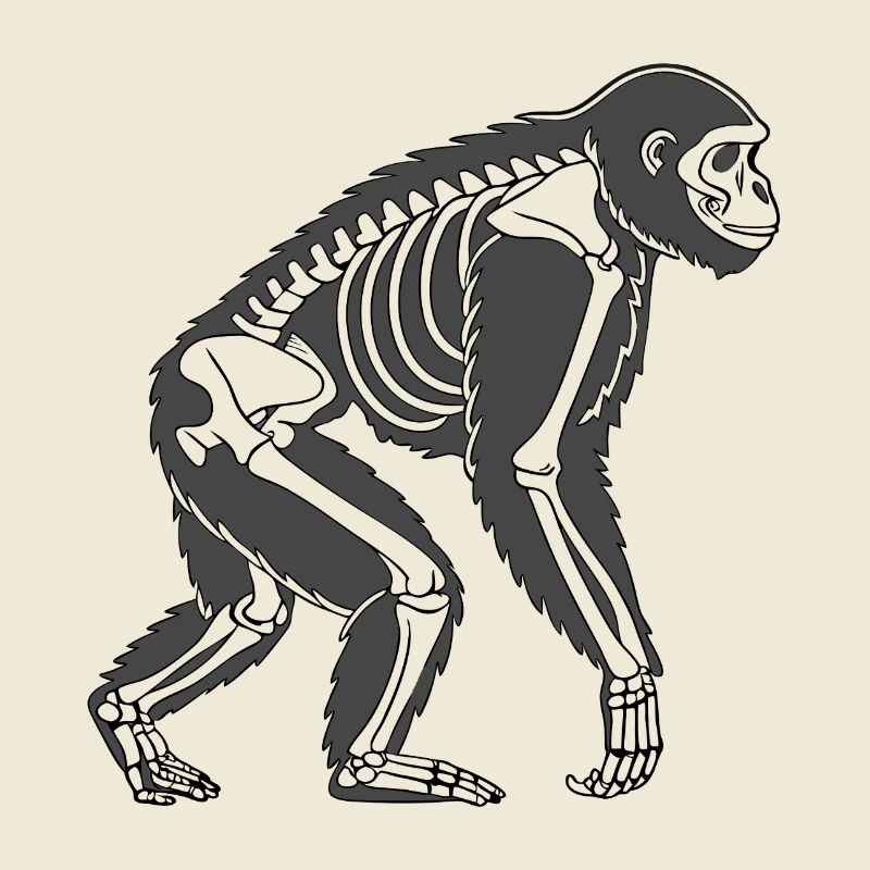 Squelette de gorille - Conception d’animaux sombres dans le style vectoriel