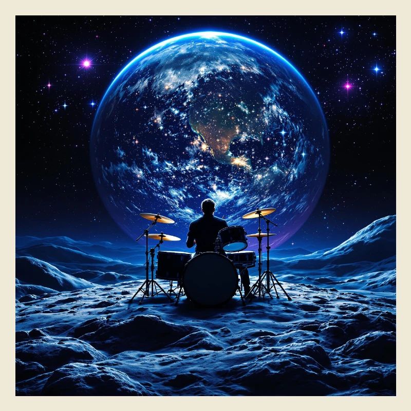 Batteur sur la Lune devant la Terre dans l’espace