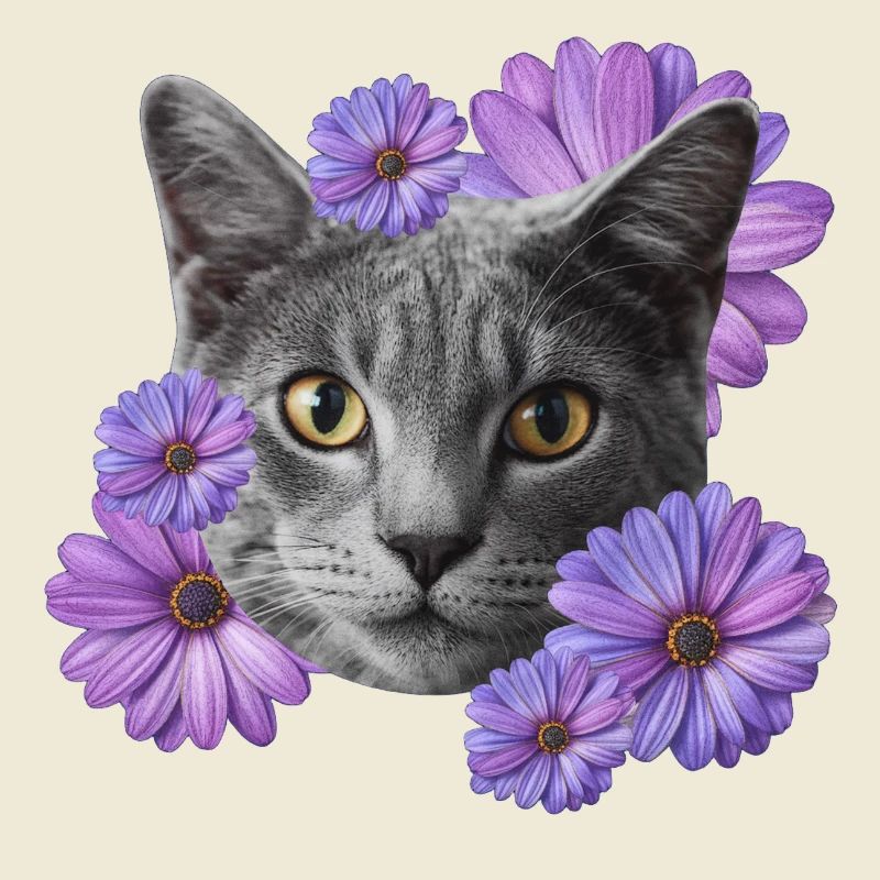 katze mit blumen