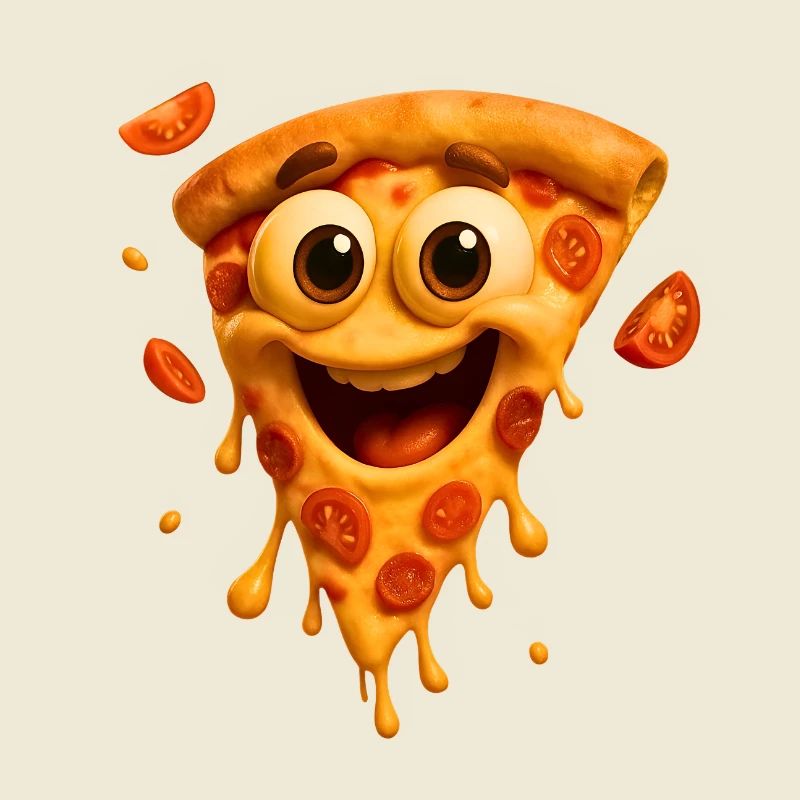 Illustration de visage de pizza heureuse