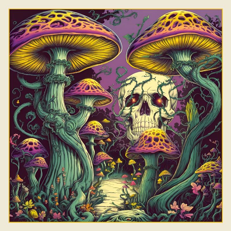 Conception de crâne de forêt de champignons