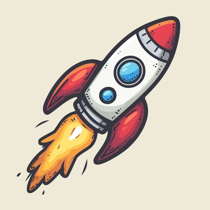 Cartoon Rocket Lightning Force