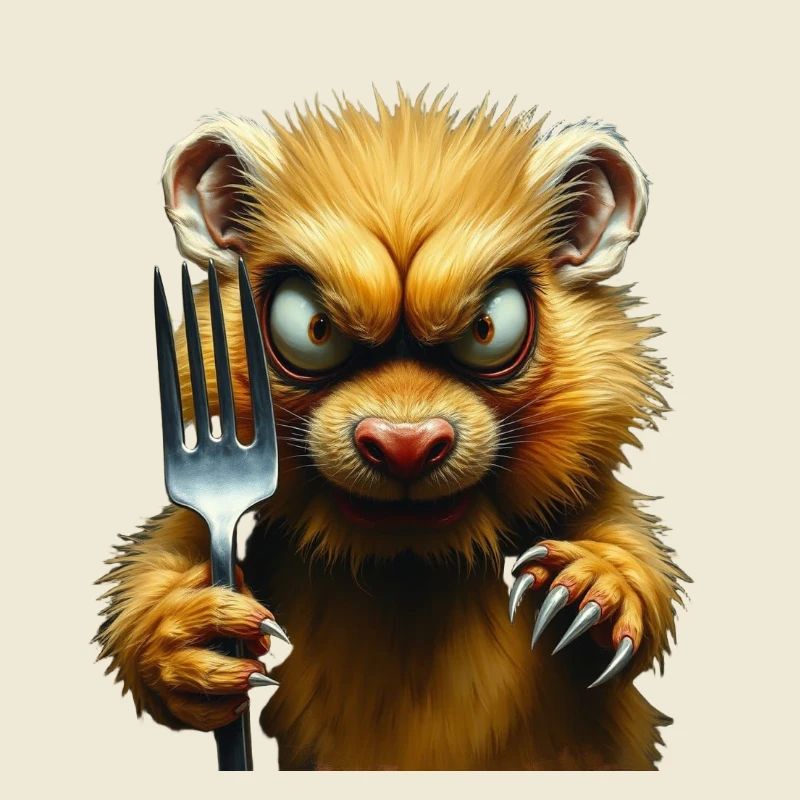 Horror hamster with fork