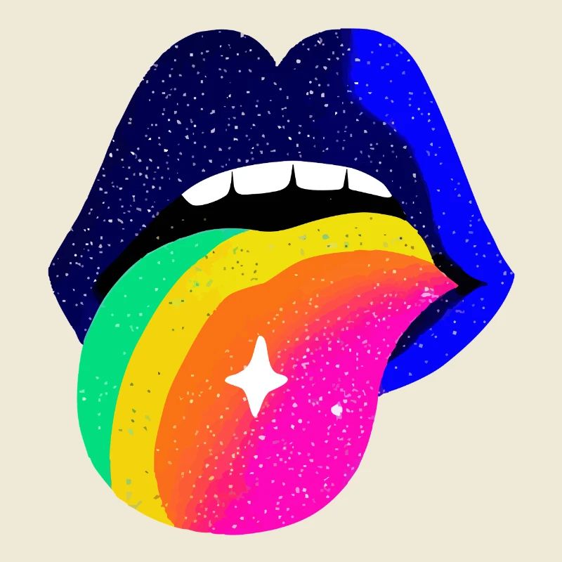 Rainbow Tongue Pop Art Lips