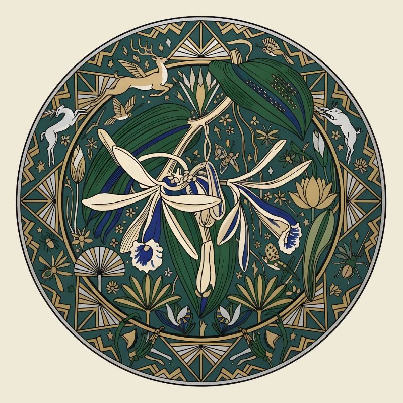 Orchidée vanille et feuillage