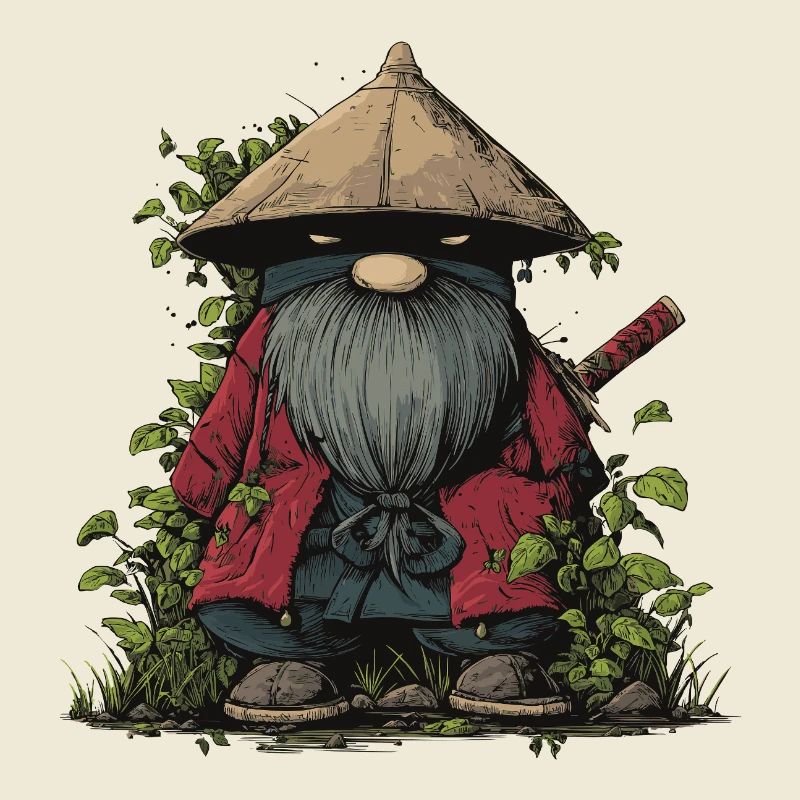 Drôle ninja nain de jardin avec épée