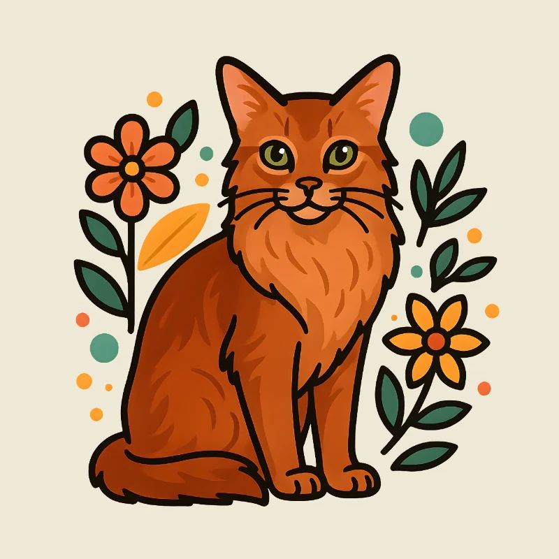 Chat somalien et fleurs