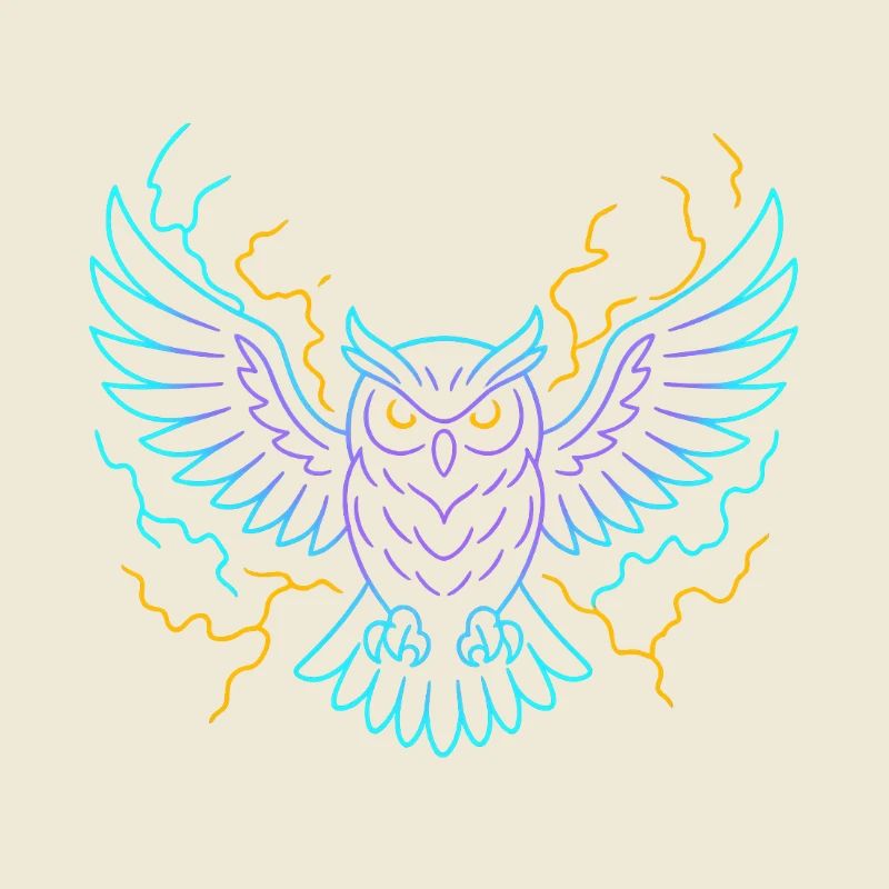 Neon-Eule mit Blitzen