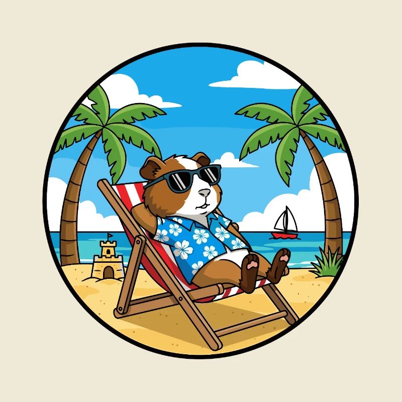 Ambiance estive de vacances à la plage de cochons d’Inde cool